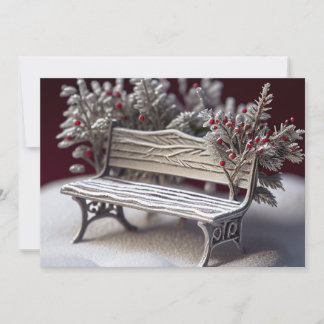 Cartes Pour Fêtes Annuelles Banc couvert de gel avec fraises