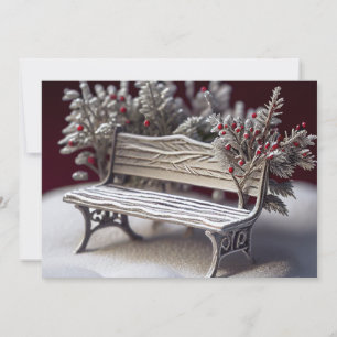Cartes Pour Fêtes Annuelles Banc couvert de gel avec fraises