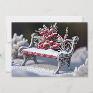 Cartes Pour Fêtes Annuelles Banc couvert de givre dans un cadre neigeux