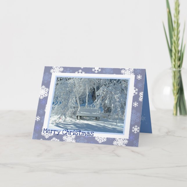 Cartes Pour Fêtes Annuelles Banc de neige / Motif des flocons de neige / Noël (Devant)