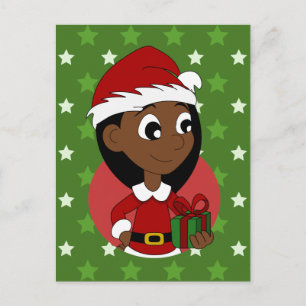Cartes Pour Fêtes Annuelles Bande dessinée de fille de Noël