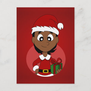 Cartes Pour Fêtes Annuelles Bande dessinée de fille de Noël