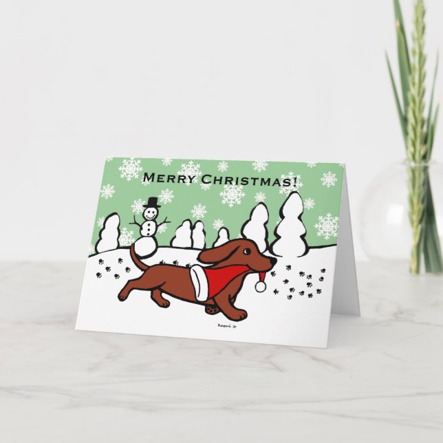 Cartes Pour Fêtes Annuelles Bande dessinée de Noël de teckel (Devant)