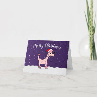 Cartes Pour Fêtes Annuelles Bande dessinée rose poodé Posh Paws dans la neige