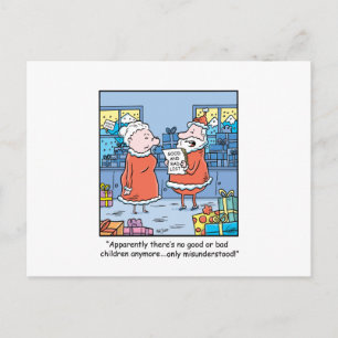 Cartes Pour Fêtes Annuelles Bande dessinée Santa de Noël bonnes et mauvaise
