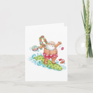 Cartes Pour Fêtes Annuelles Bande dessinée vintage de Noël surfant le père