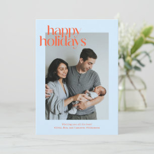 Cartes Pour Fêtes Annuelles Bande Orange Bleue Moderne Photo Joyeux Noël
