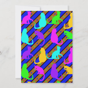 Cartes Pour Fêtes Annuelles Bandes de chats colorés et art animal à petits poi