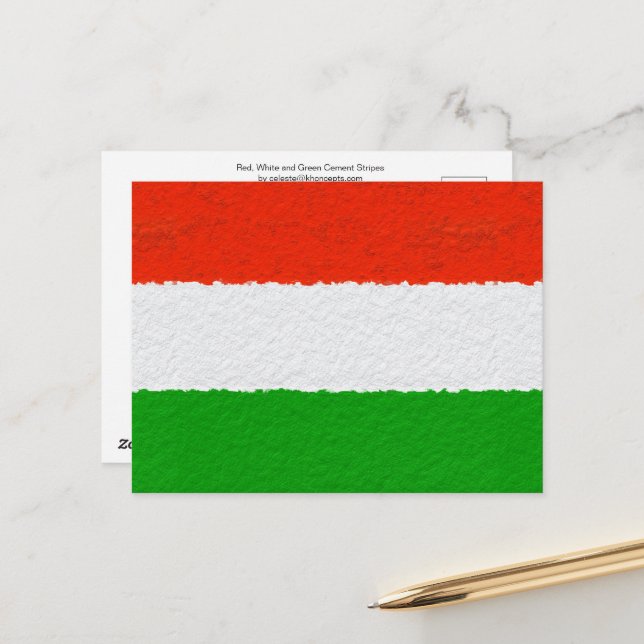 Cartes Pour Fêtes Annuelles Bandes de ciment rouge, vert et blanc (Devant/Arrière en situation)