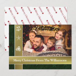 Cartes Pour Fêtes Annuelles Bandes d'or entourant votre famille Photo Noël