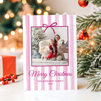 Cartes Pour Fêtes Annuelles Bandes peintes rose clair Joyeux Noël Photo