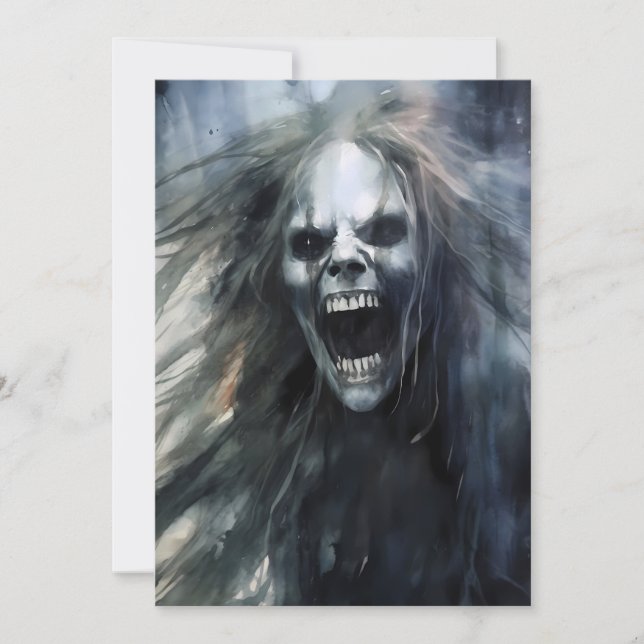 Cartes Pour Fêtes Annuelles Banshee hideuse et méchante qui hurle  (Devant)