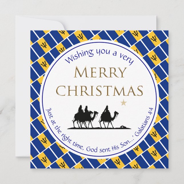 Cartes Pour Fêtes Annuelles BARBADOS DRAPEAU Trois Sages Hommes Noël barbadien (Devant)