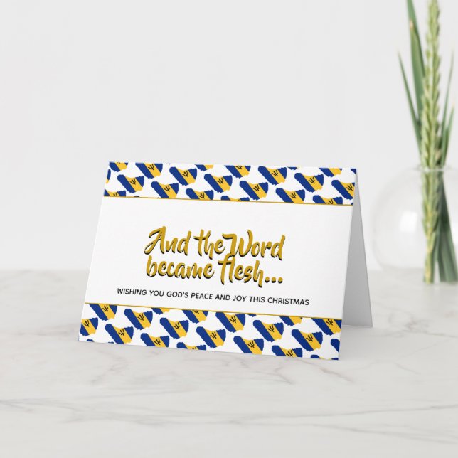 Cartes Pour Fêtes Annuelles BARBADOS Élégant Mot Devenu Flesh NOËL (Devant)