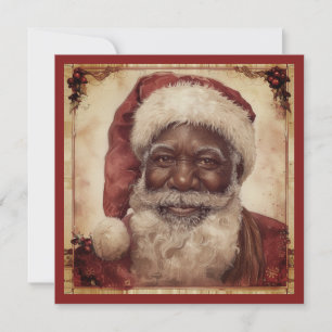 Cartes Pour Fêtes Annuelles Barbe blanche de Père Noël noir Santa Chapard Vint