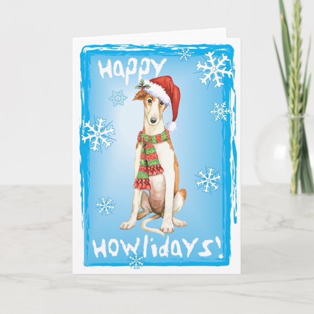 Cartes Pour Fêtes Annuelles Barzoï heureux de Howliday (Devant)