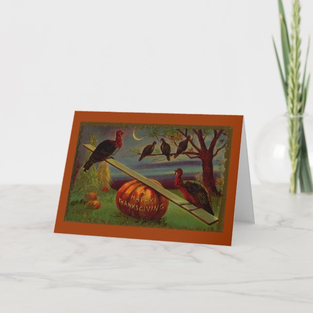 Cartes Pour Fêtes Annuelles Bascule de dindes le thanksgiving de cru de (Devant)