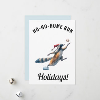 Cartes Pour Fêtes Annuelles Baseball Christmas Card – Raccoon “Ho-Ho-Home Run”
