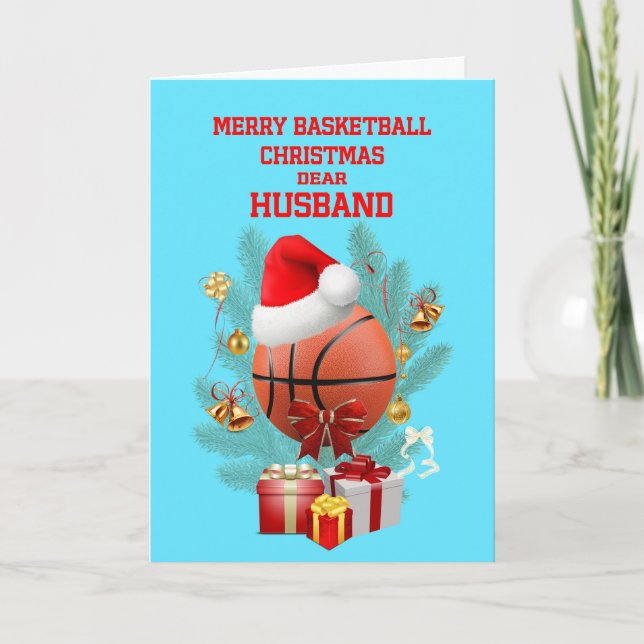Cartes Pour Fêtes Annuelles Basket-ball de Noël du mari (Devant)