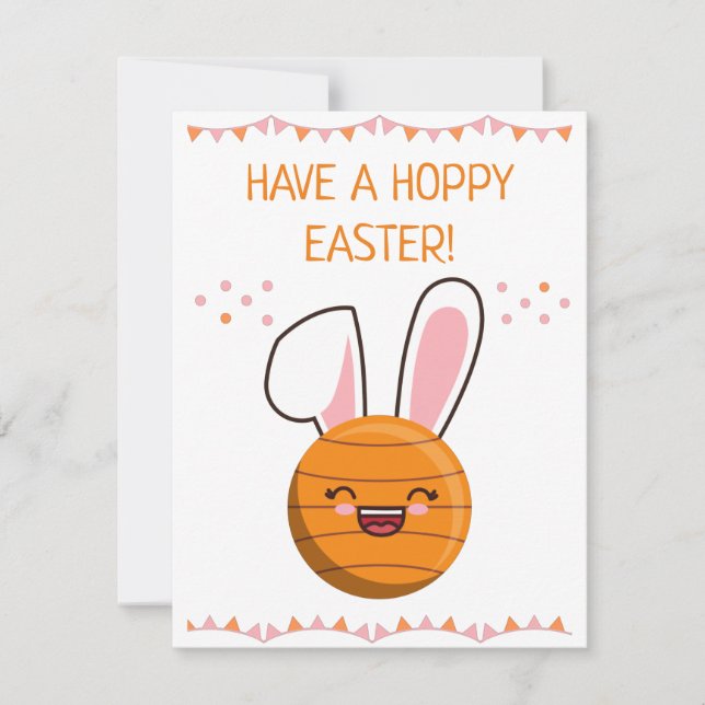 Cartes Pour Fêtes Annuelles Basket-ball Kawaii lapin lapin joyeux Pâques (Devant)