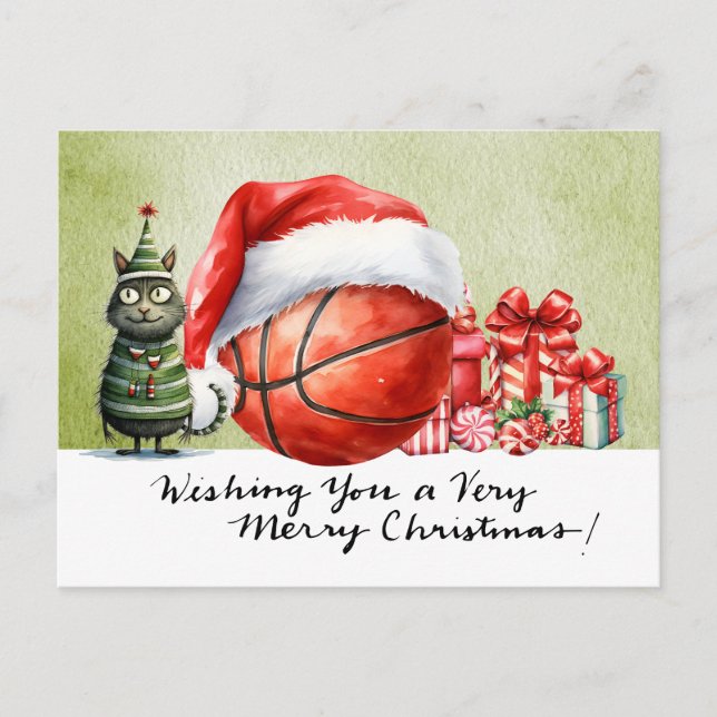 Cartes Pour Fêtes Annuelles Basket-ball sur le thème de Noël (Devant)