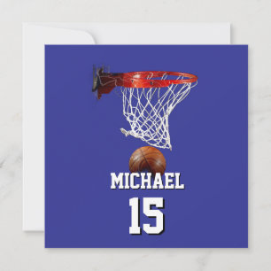 Cartes Pour Fêtes Annuelles Basketball Ajoutez Votre Nom & Numéro Pop Art