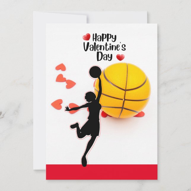 Cartes Pour Fêtes Annuelles Basketball pour la Saint-Valentin avec amour    (Devant)