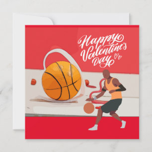 Cartes Pour Fêtes Annuelles Basketball Saint-Valentin avec joueur et cœur