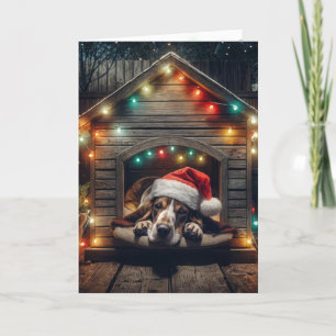 Cartes Pour Fêtes Annuelles Basset de Noël en serre