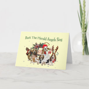 Cartes Pour Fêtes Annuelles Basset Hound Bark Herald Angels chanter