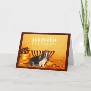 Cartes Pour Fêtes Annuelles Basset Hound Chanukah Card Menorah