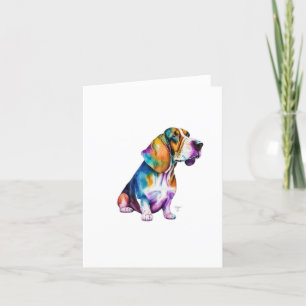 Cartes Pour Fêtes Annuelles Basset Hound Chien En Aquarelle & Stylo