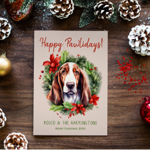 Cartes Pour Fêtes Annuelles Basset Hound Chien Noël Joyeux Pawlidays