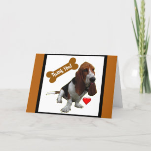 Cartes Pour Fêtes Annuelles Basset Hound, Merci