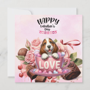 Cartes Pour Fêtes Annuelles Basset Hound Puppy Dog for Valentine's Day