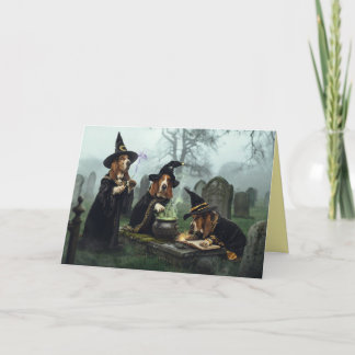 Cartes Pour Fêtes Annuelles Basset Hound Witch Halloween Card