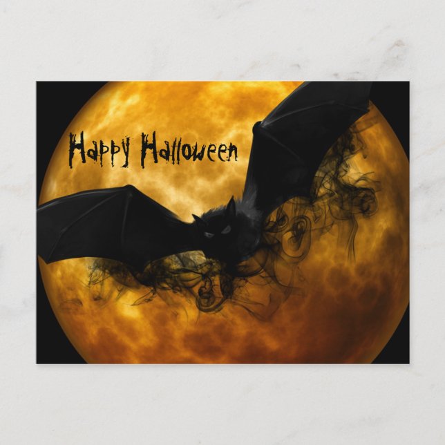 Cartes Pour Fêtes Annuelles Bat et Pleine lune d'Halloween joyeux (Devant)