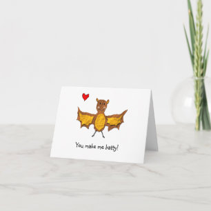 Cartes Pour Fêtes Annuelles Bat Valentine's Day Card - Animal Pun Series