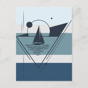 Cartes Pour Fêtes Annuelles Bateau à voile géométrique Art moderne