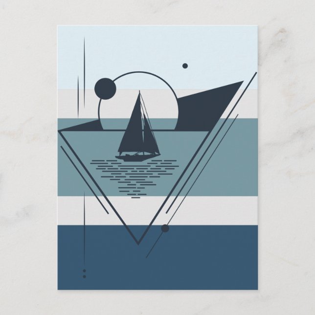 Cartes Pour Fêtes Annuelles Bateau à voile géométrique Art moderne (Devant)