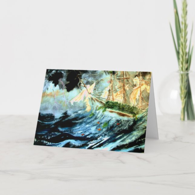 Cartes Pour Fêtes Annuelles bateau d'arbre de Noël (Devant)