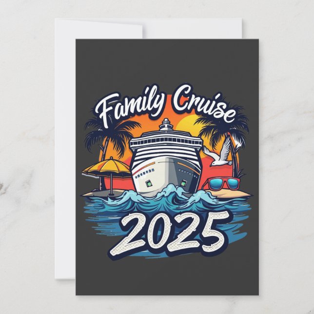 Cartes Pour Fêtes Annuelles Bateau Family Cruise 2025 Family Matching (Devant)