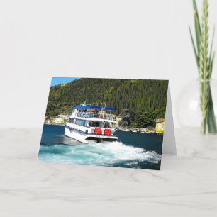 Cartes Pour Fêtes Annuelles Bateau quittant Maderno sur le lac de Garde en Ita