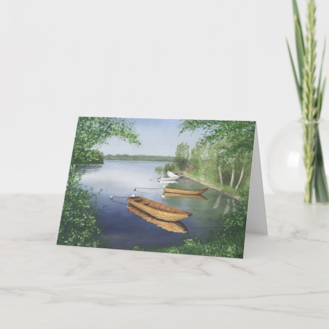 Cartes Pour Fêtes Annuelles Bateaux dans le lac (Devant)