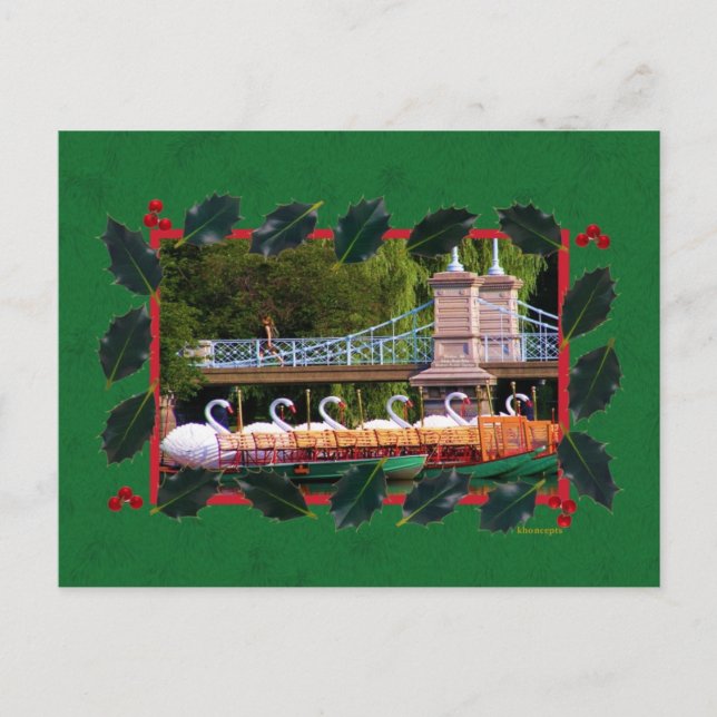 Cartes Pour Fêtes Annuelles Bateaux de cygne de Boston pour les vacances (Devant)