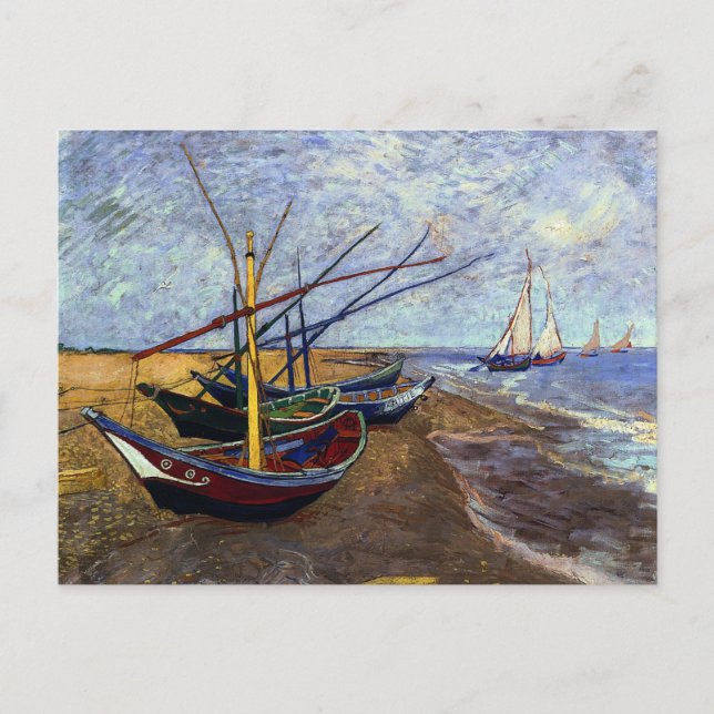 Cartes Pour Fêtes Annuelles Bateaux de pêche sur la plage (Devant)
