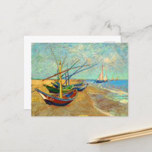 Cartes Pour Fêtes Annuelles Bateaux de pêche sur la plage par Vincent van Gogh