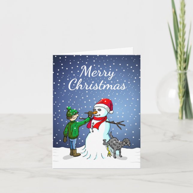Cartes Pour Fêtes Annuelles Bâtiment Snowman (Devant)