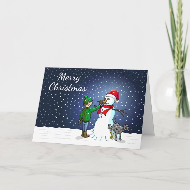 Cartes Pour Fêtes Annuelles Bâtiment Snowman (Devant)