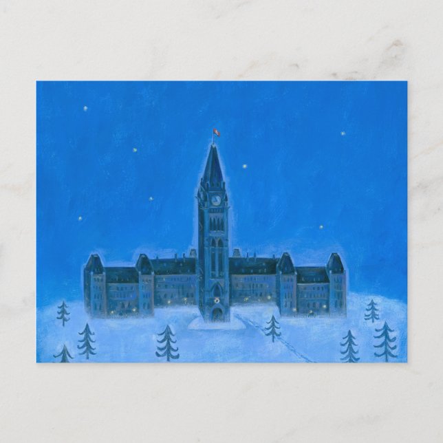 Cartes Pour Fêtes Annuelles Bâtiments du Parlement Ottawa Noël (Devant)